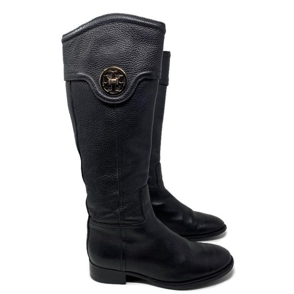 Tory Burch Shoes - Tory Burch Selma Black Leather Riding Boots Sz 7.5